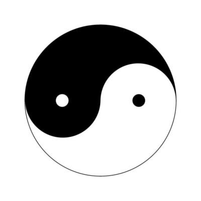 Yin-yang symbol isolated icon flat black and white