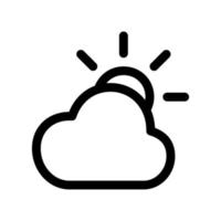 Sun and cloud outline icon. Black and white item from set dedicated weater, linear vector. vector