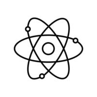 Atom outline icon. Black and white vector item from set, dedicated to science and technology.