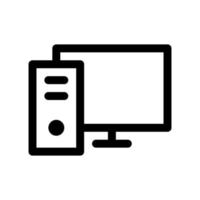 PC outline icon. Black and white item from set dedicated computers and office equipment, linear vector. vector