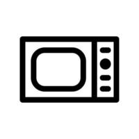 Home appliances - microwave oven outline icon. Black and white item from set, linear vector. vector