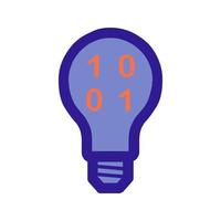 Light bulb and binary code outline icon. Vector item from set, dedicated to Big Data and Machine Learning.