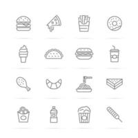 iconos de línea de vector de comida rápida