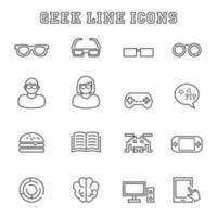 Geek line icons vector