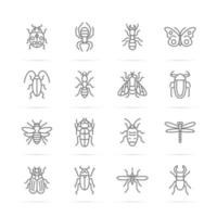 iconos de línea de vector de insectos