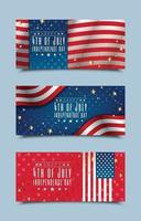 Happy 4th of July Independence Day Banners vector