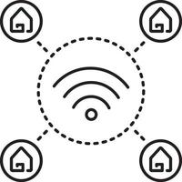 icono de línea para wifi en casa vector