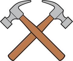 Crossed hammers color vector illustration