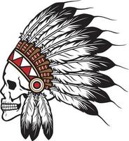 Native American Indian Chief Skull Vector Illustration