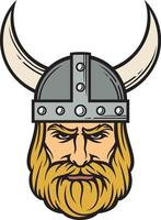 cabeza vikinga en color vector