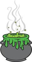 witch cauldron with green potion vector