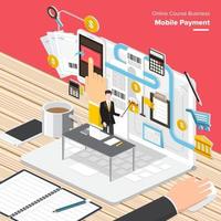 Online course mobile payment vector