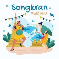 feliz festival de songkran vector