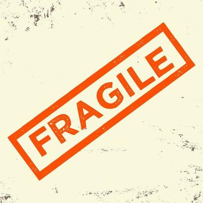 Fragile typography for t-shirt, stamp, tee print, applique, fashion slogan, badge, label clothing, jeans, or other printing products. Vector illustration