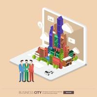 isometric business city mobile vector