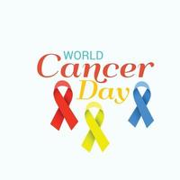 banner de concientización sobre el día mundial del cáncer con cintas vector