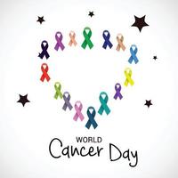 World Cancer Day Awareness banner with Ribbons vector