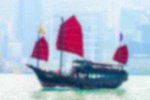 Abstract defocused sailing ship at Hong Kong photo