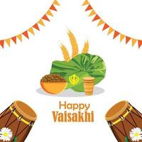 Creative illustration of happy vaisakhi indian festival greeting card vector