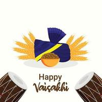 Happy vaisakhi flat design concept and background vector