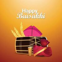 Happy vaisakhi realistic elements and background vector