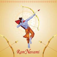 Happy Ram navami vector illustration of Lord rama and background