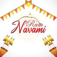 Happy ram navami indian festival celebration greeting card vector