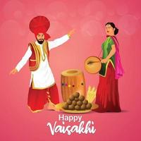 Happy vaisakhi indian festival celebration greeting card vector