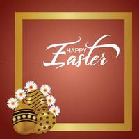 Happy easter celebration greeting card with easter bunny and easter egg vector