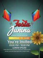 Festa junina flyer design template with paper lantern vector