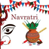 Happy navratri celebration with lights and flowers vector