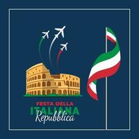 ilustración vectorial del cartel de la festa della repubblica italiana vector