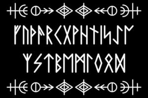 Rune alphabet. Ancient Viking characters letters. Mystical symbols. Esoteric, occult, magic. Vector illustration. Norse writing.