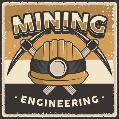 Retro Vintage Mining Poster Sign