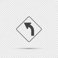 Left Curve Ahead Sign on transparent background vector