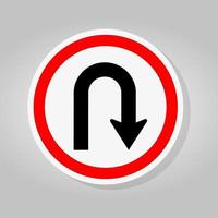 U-Turn Left Traffic Road Sign Isolate On White Background,Vector Illustration vector