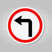 Turn Left Traffic Road Sign Isolate On White Background,Vector Illustration vector