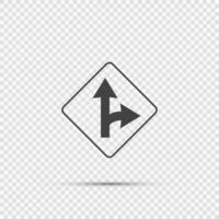 Right turn split sign on transparent background vector