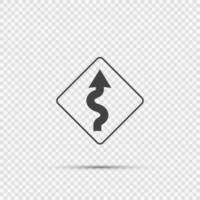 Right winding road Sign on transparent background vector