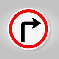 Turn Right Traffic Road Sign Isolate On White Background,Vector Illustration