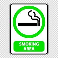 smoking area sign label on transparent background vector