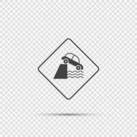 caution cliff ahead sign on transparent background vector