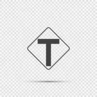 Junction ahead,The main intersection is T-shaped. sign on transparent background vector