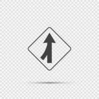 Lanes merging left sign on transparent background vector