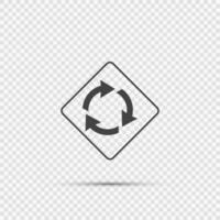 Roundabout ahead sign on transparent background vector