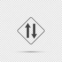 Two way traffic ahead sign on transparent background vector