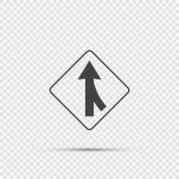 Lanes merging right sign on transparent background vector