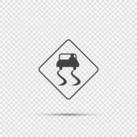 Slippery road sign sign on transparent background vector