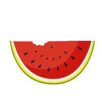 A slice of juicy ripe watermelon slightly nibbled