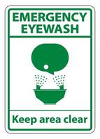 Emergency Eyewash Keep Area Clear Symbol Sign Isolate On White Background,Vector Illustration EPS.10 vector